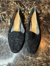 Vero Cuoio Monochromatic Black Studded/Rhinestone Slip Ons 7.5US