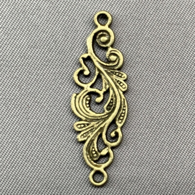 Baroque Scroll Work 2 Loop Links 30x10mm Antique Brass Alloy Q50 Per Pkg