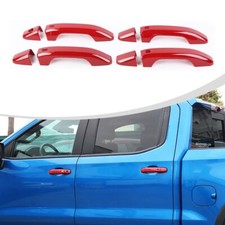 Red Door Handle Cover Bezel Accessories For Chevy Silveradosierra 19suburban