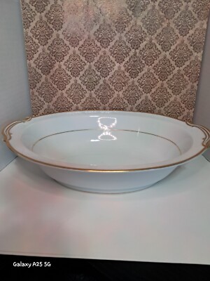 Noritake Goldcroft  10-5/8'' Oval Vegetable Serving Bowl White w/ Gold Trim 4983