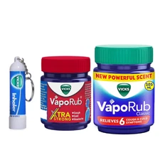 Vicks Vapor Inhaler & VapoRub Bundle–Nasal Relief & Cold Care 0.5ml 105ml & 50ml