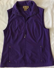 Peck & Peck Weekend Stretch Shirt Dress Purple Half Zip Cap Sleeve Size M