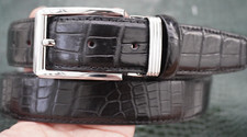 Black Real Crocodile Belly Leather Skin Men's Belt W 1.3 inch B68