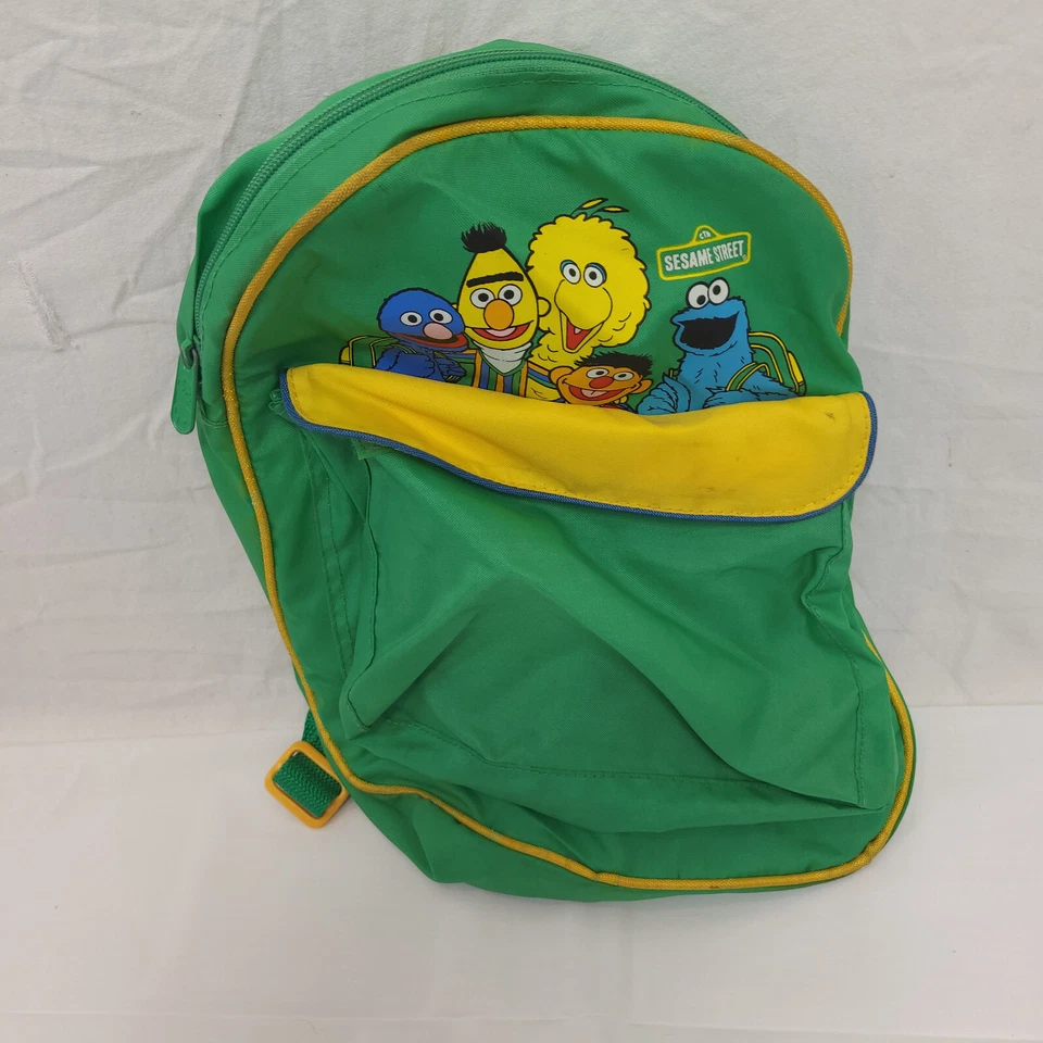 Mini mochila de vinilo Jim Henson Plaza Sésamo juvenil verde galleta monstruo 1985 de colección Foto 2 de 4