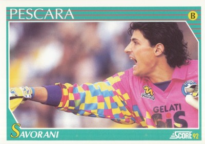 323 MARCO SAVORANI # ITALIEN PESCARA FUSSBALL CARD KARTE SCORE ITALIAN LEAGUE 1992
