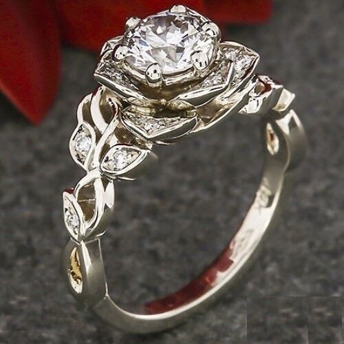 Art Deco 2.00 Ct Lab Created Diamond Flower Solitaire Engagement Ring 925 Silver