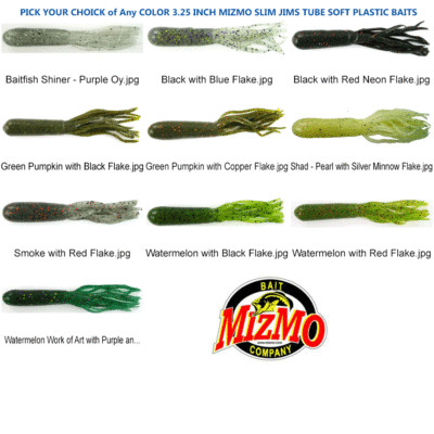 Mizmo Tubes Slim Jim 3.25 Inch Tender Tube Soft Plastic Baits Any Color 10pk