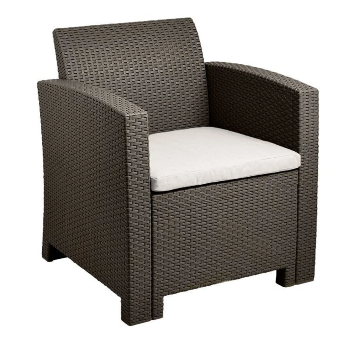 Rattan Effect Garden Armchair with Cushion Outdoor Furniture Patio