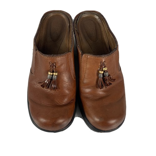 ARIAT Brown Leather Slip On Clogs Mules Tassel Women’s Shoes Size 7.5B - Picture 3 of 9