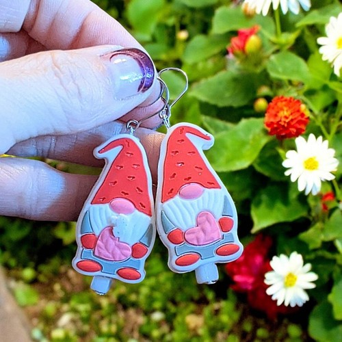 Gnome Valentine's Day Earrings - Picture 9 of 9