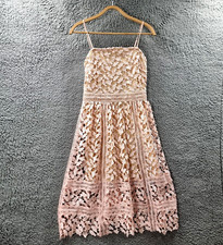 New Boohoo Womes Midi A-line Dress Size 8 Apricot Pink Lace Sleeveless