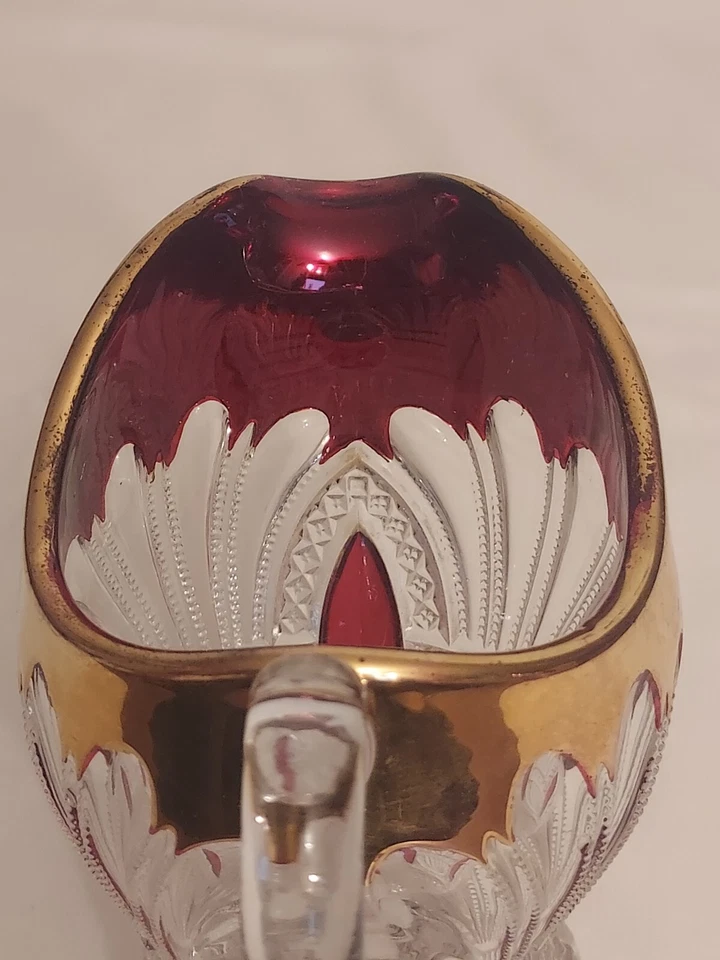 Antique EAPG Heisey RUBY STAINED Gold Flashed PRINCE WALES Pattern Glass CREAMER - Image 4 of 4