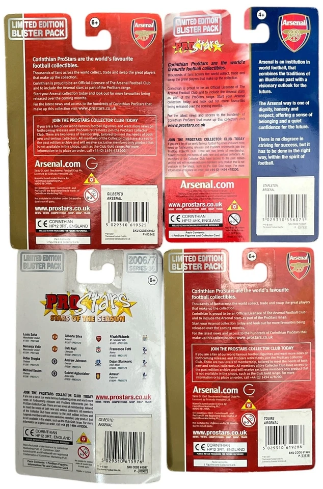 Corinthian Prostars 4 Arsenal Football Figures Silva (2) Stapleton Toure - Image 2 of 4