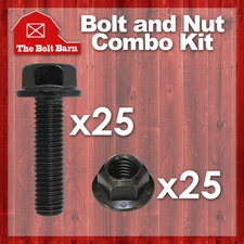 (25) 3/8-16x1 Grade 8 Hex Flange Bolts & (25) 3/8-16 Gr.G Flange Lock Nuts