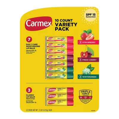 Carmex Lip Balm Variety Pack, 10 ct. .15oz (4.25g) each