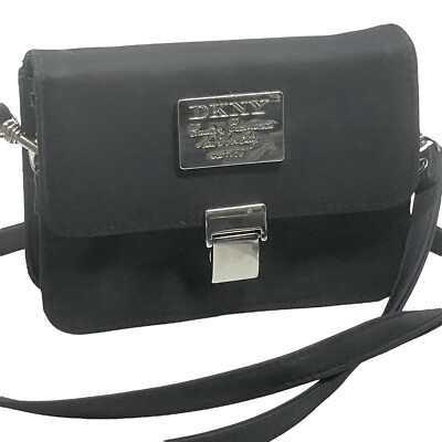 DKNY Donna Karan New York Black Nylon Handbag Purse Shoulder 6” x
