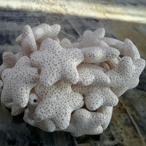 Natural Lava Starfish, White, 24 x 8mm, 18pce Free Postage Oz Seller - Bild 3 von 3