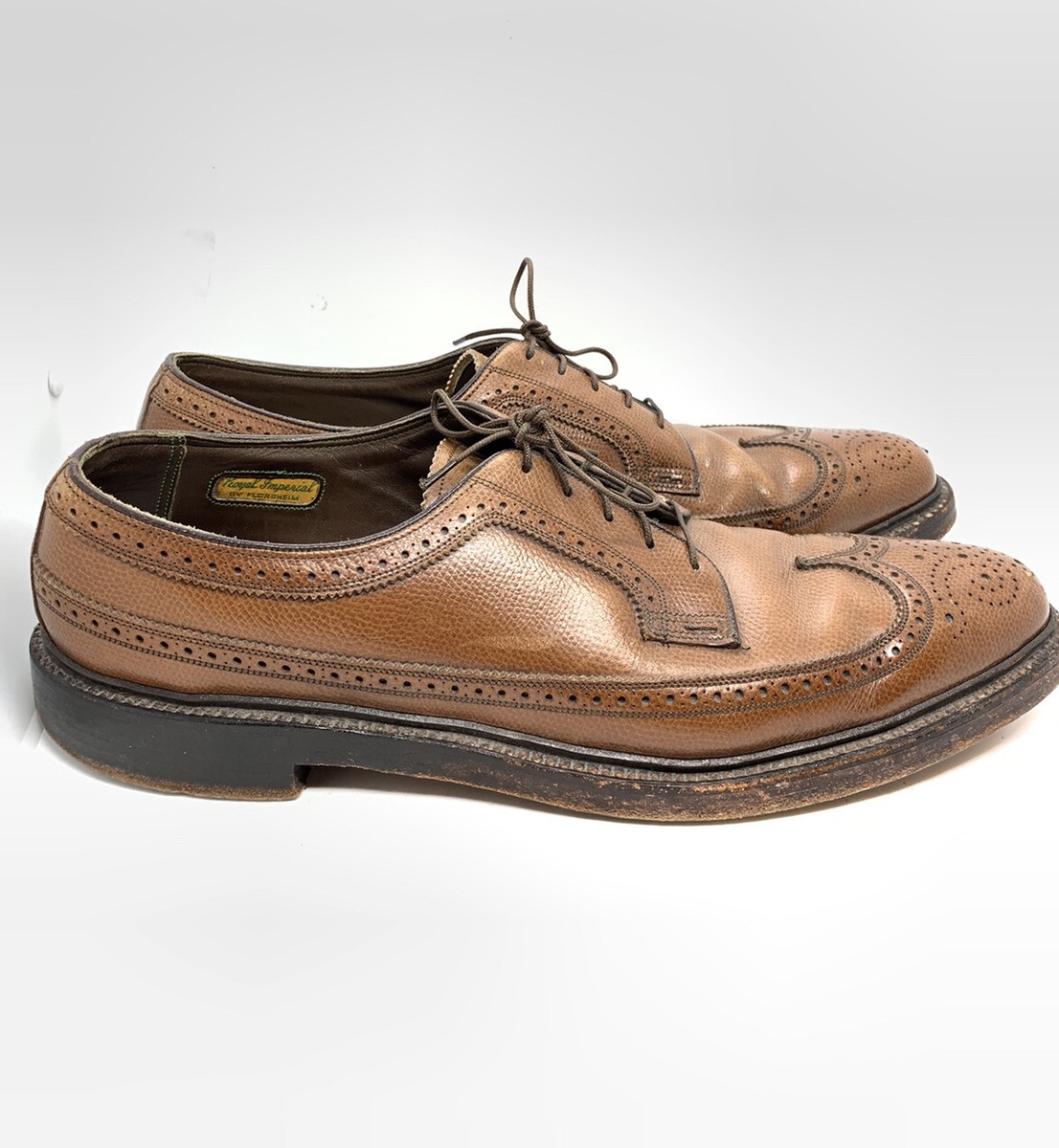 Vtg Florsheim Royal Imperial 12.5 AA Kenmoor Brown Wingtip Oxford