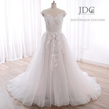 Pink Wedding Dress Bridal Gown Custom Made 32-60 Plus Size Strappy Beaded