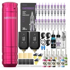 Wromhole Pink Wireless Tattoo Kit - Complete Supplies for Every Aspiring Artist