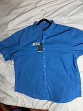 Van Heusen Men's Short Sleeve Button-Down Shirt 2XLT Big and Tall Rivera Blue