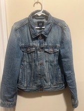 Girls Gap Denim Button Up Blue Jean Jacket Size Med 8 EUC