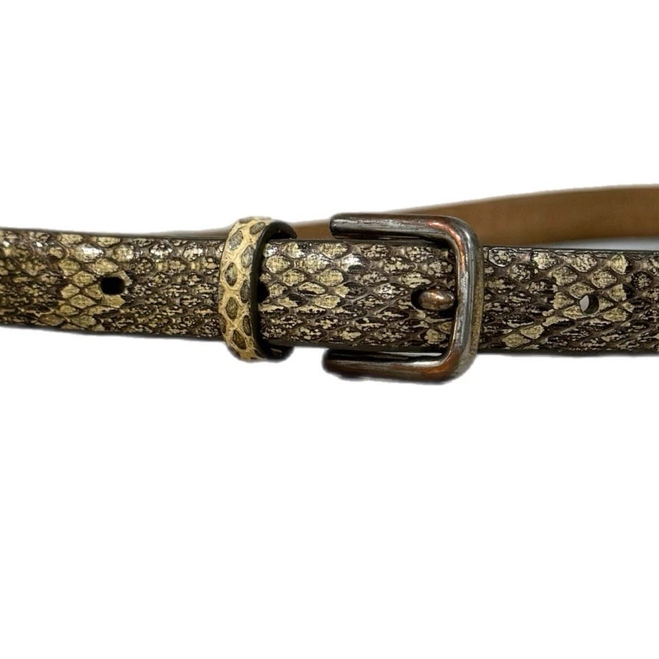 J. Cinturón de cuero genuino Crew para mujer elegante estampado de piel de serpiente talla pequeña 4/6 estilo de colección Foto 4 de 4