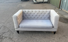 Grey Fabric Chesterfield Two-Seater Sofa – FREE UK MAINLAND DELIVERY