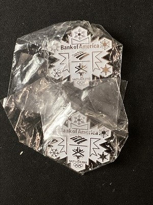 NEW 2002 Salt Lake Winter Olympic Games Bank of America Snowflake 1'' Pinback Pin