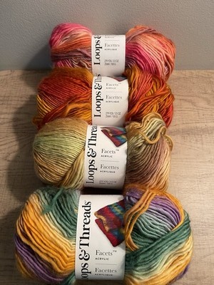 Lot of 4 Loops & Threads Facets Acrylic Blend Yarn 279 yds 3.5 oz 1, 5, 12, 34