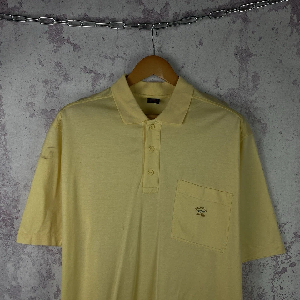 Camisa polo masculina vintage Paul & Shark luxo Y2K Itália amarela tamanho 2XL - Imagem 2 de 4
