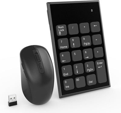 Wireless Number Pad and Mouse 19 Keys Portable Ultra Slim 2.4GHz 10 Key USB K...