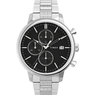 Timex Chicago Herrenuhr TW2V01600 Chrono schwarzes Ziffernblatt Edelstahlband 50M