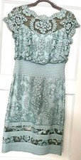 Tadashi Shoji Seafoam Green Embroidered Midi Cocktail Dress