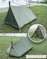 Surplus Belgian ARMY M56 Jigsaw Camo 2 Man Tent Rain Fly Poles Stakes For Repair
