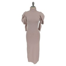 00969 Zara Turtleneck Knit Pointy Shoulder Sweater Dress Pink Size Small preppy