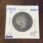 1905-O Barber Half Dollar 50c Coin ~ 90% Silver