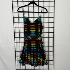 Alice + Olivia Webber Rainbow Block Mini Dress Womens 4 Multicolor Ikat Stripe
