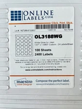 1.67" x 1.4463" Hexagon Labels - White Gloss Inkjet - Product OL3188WG