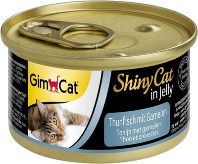GimCat ShinyCat in Jelly Thunfisch Garnelen Katzennassfutter 24 Dosen 70g
