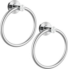 Brushed Silver Towel Ring 2Pack, SUS304 Stainless Steel Hand Towel Holder for Ba