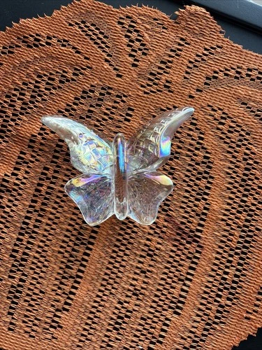 Vtg Fenton Iridescent Art Glass Butterfly Figurine Paperweight Home Decor