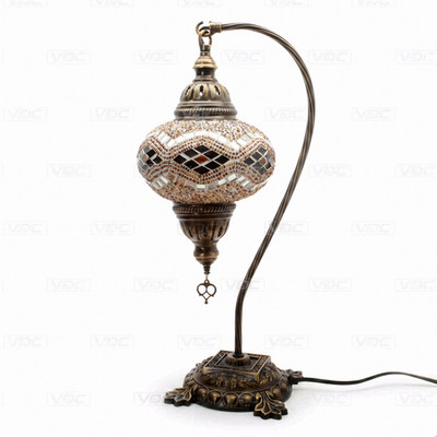 Bernsteinfarbene türkische Mosaik Tischlampe - handgefertigte marokkanische Schwanenhals Schreibtischlampe
