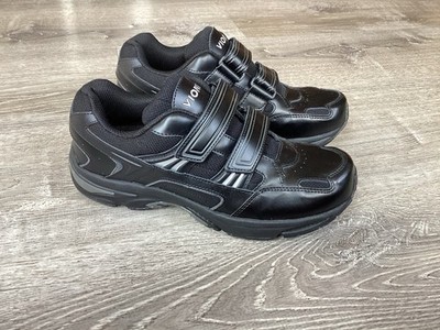 Vionic Men's Size 9 M Albert Walking Sneaker Black Leather Hook Loop Shoes