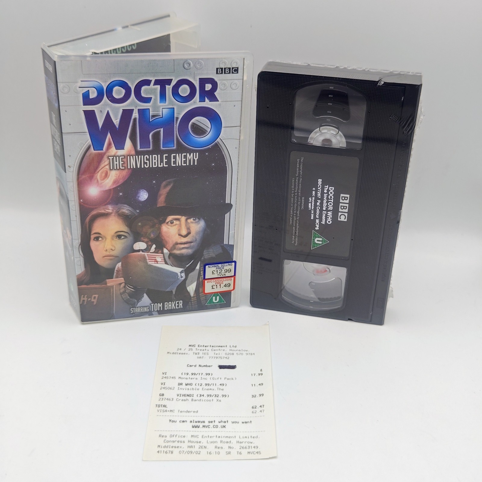 Doctor Who The Invisible Enemy VHS New Factory Sealed Receipt Tom Baker K9