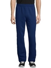 Hanes Mens EcoSmart Fleece Sweatpants Size L Navy 32 Inseam Open Bottom Lounge