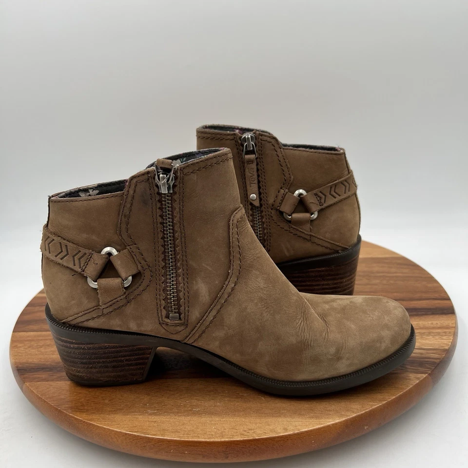 Talla 7.5 Teva Mujer Foxy Impermeable Cuero Taupe Botines Zapatos 1008317 Foto 4 de 4
