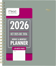 2026 Planner, Weekly  Monthly, 15-Month, 8-1/2" X 11", Large, Basic, Sage Green