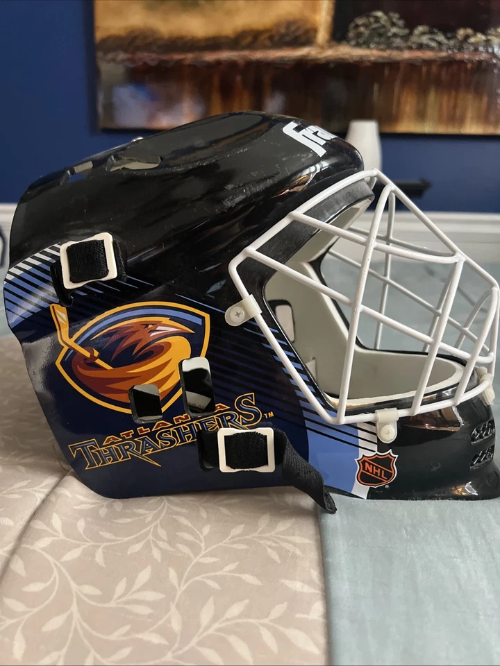 Máscara de portero ATL Thrashers de colección GFM1000 Franklin Sport Street Hockey NHL tamaño completo Foto 4 de 4