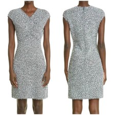 St. John NWT Tweed Eyelash Space Dye Sheath Dress Size 6 Black Mint Combo